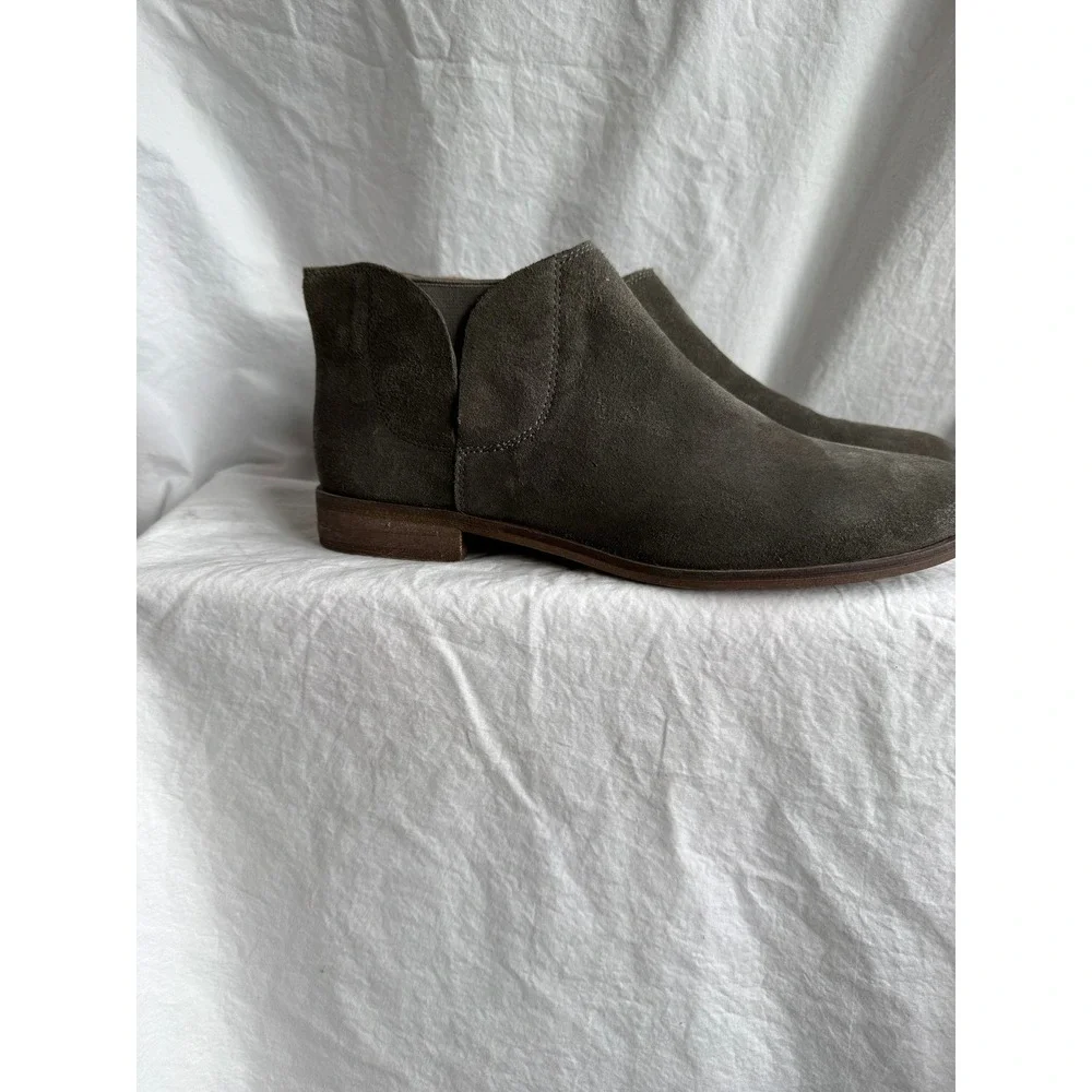 Splendid Suede Ankle‎ Boots Taupe Grey Side Cutout Low Heel Booties Mens